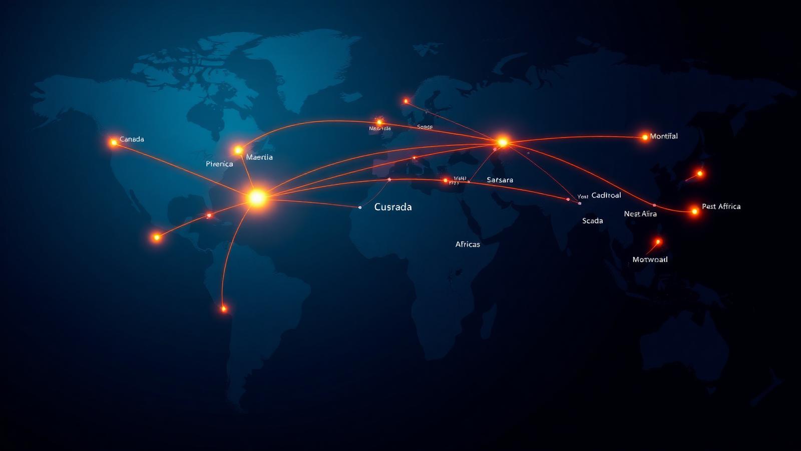 Canada to Africa shipping route map
