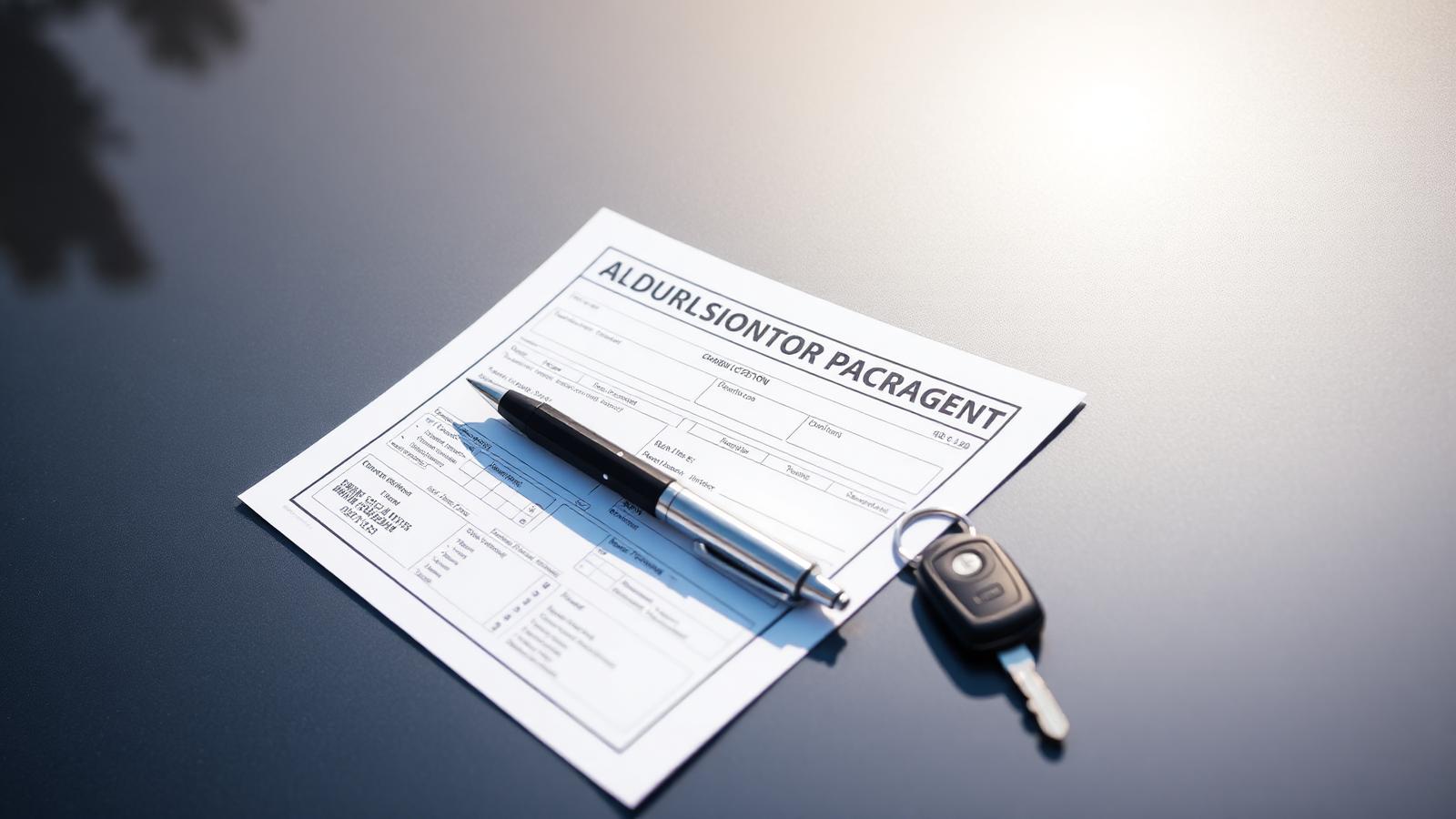 Vehicle export paperwork and title documents laid out for review