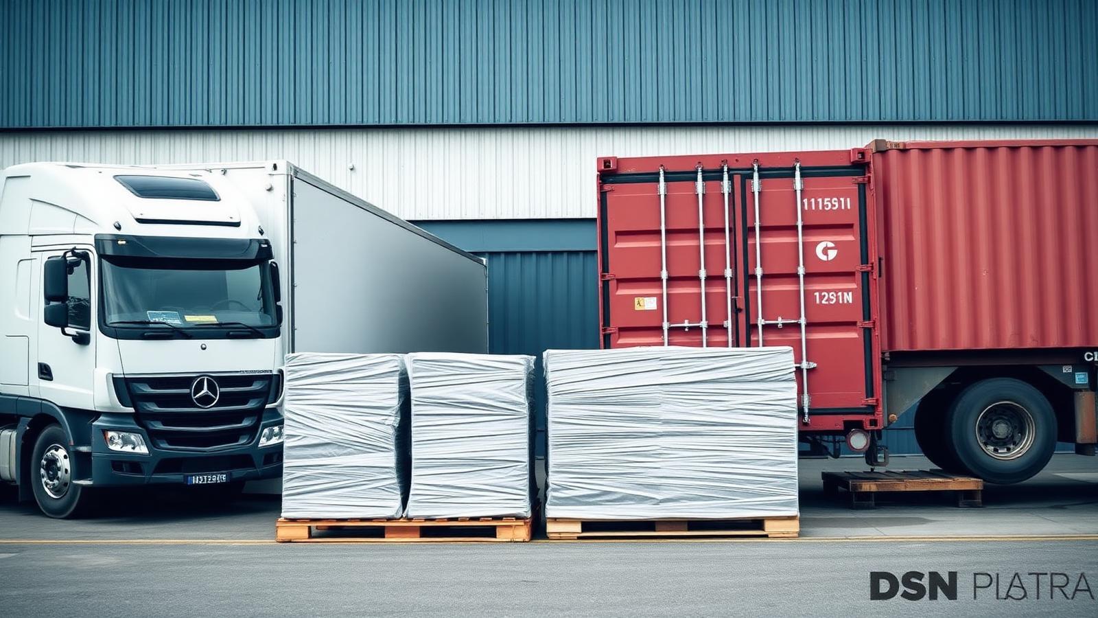 Ocean container loaded with wholesale goods at a port terminal