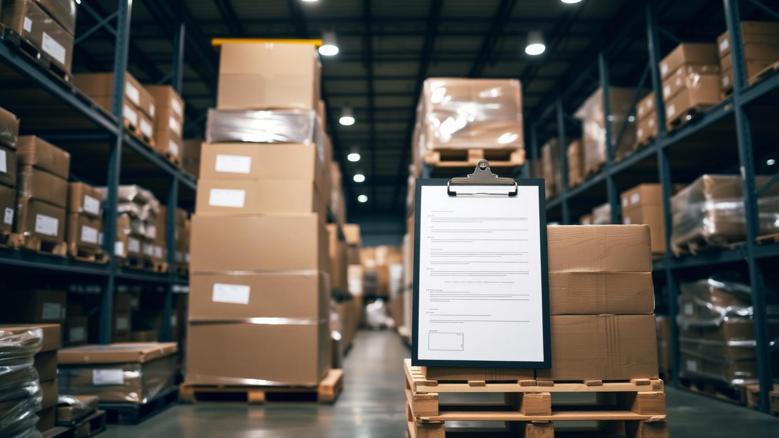 Inspecting wholesale goods in a warehouse before container loading