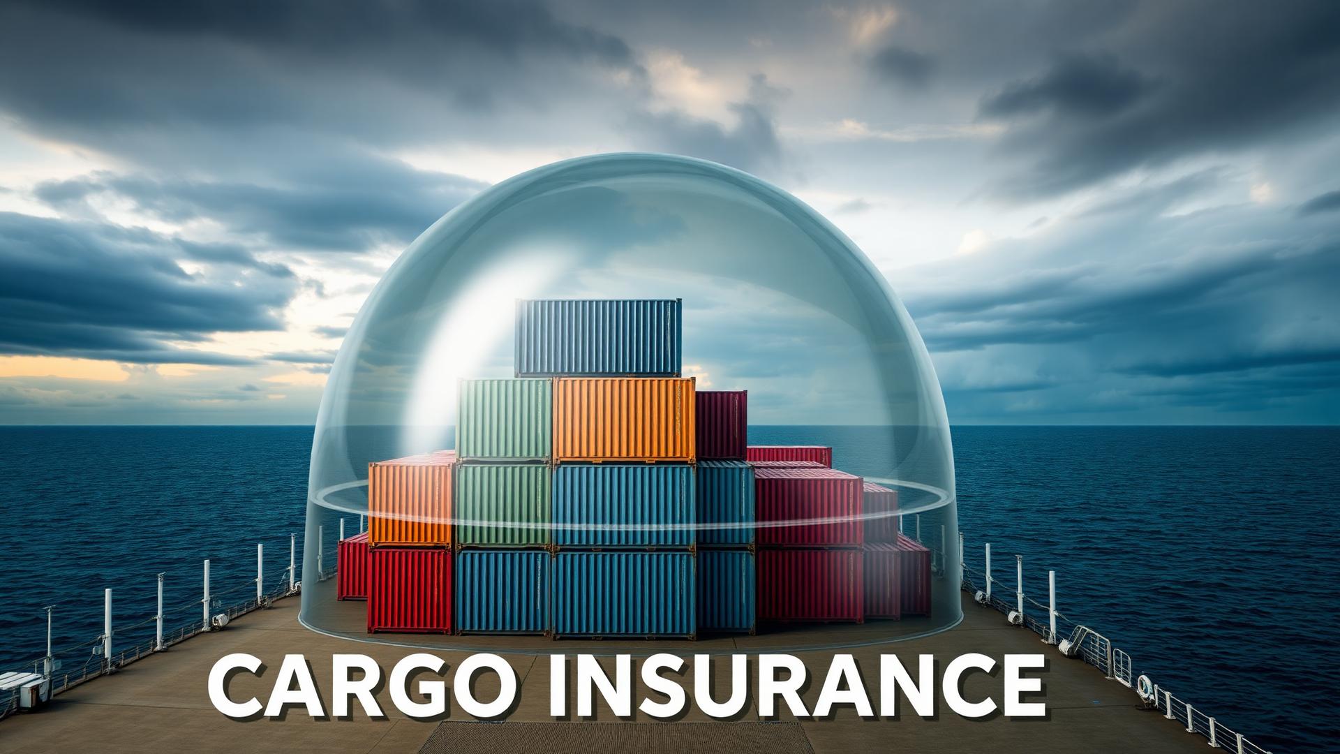 Containers protected under a dome symbolizing cargo insurance at sea