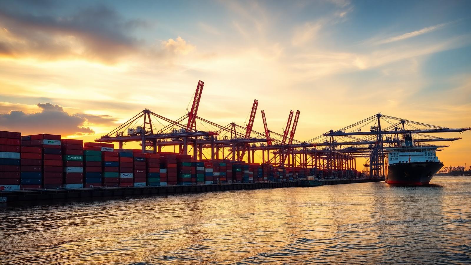 Shipping container loaded on a vessel departing Montreal for Africa