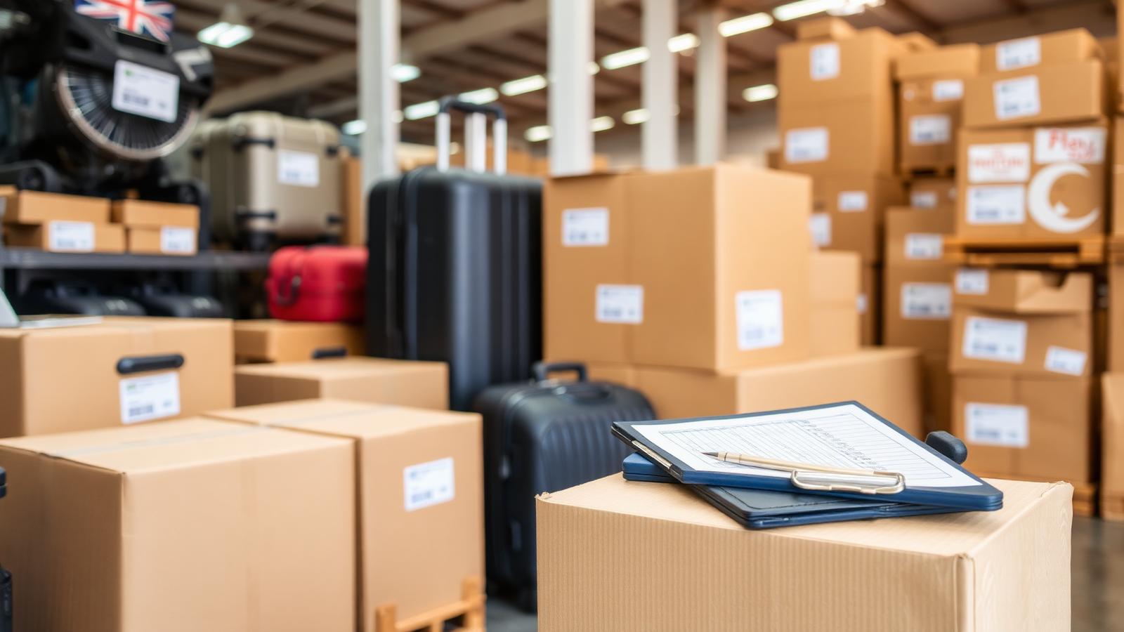 Moving boxes and personal belongings ready for ocean shipment to Africa