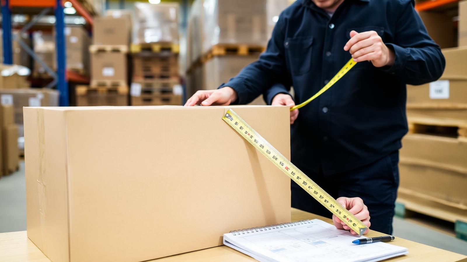Measuring package dimensions to calculate volume before ocean shipping