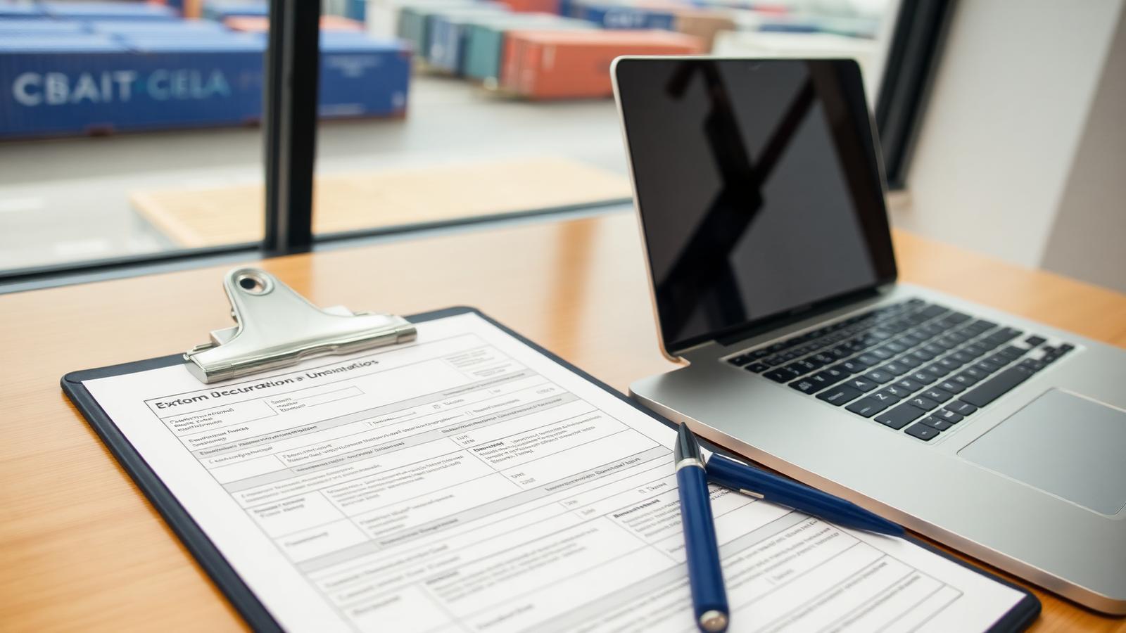 Canadian export declaration paperwork on a Montreal freight forwarder's desk