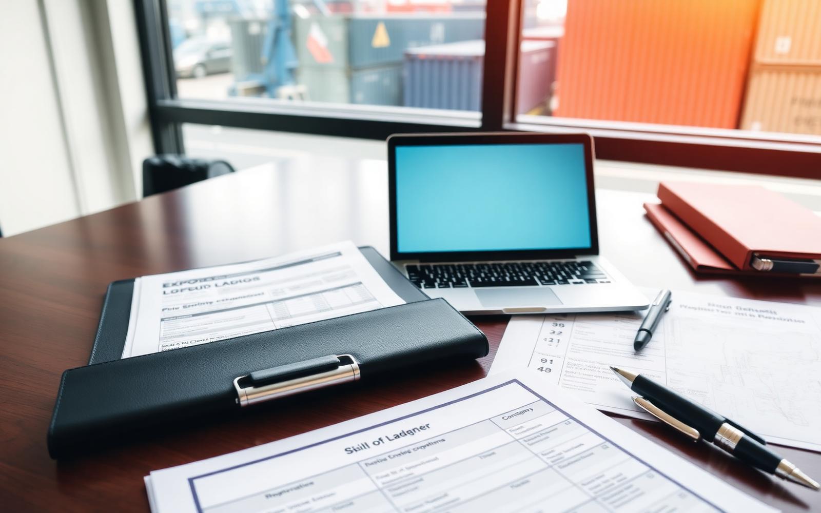 Documents and keys on a desk, symbolizing vehicle export paperwork management