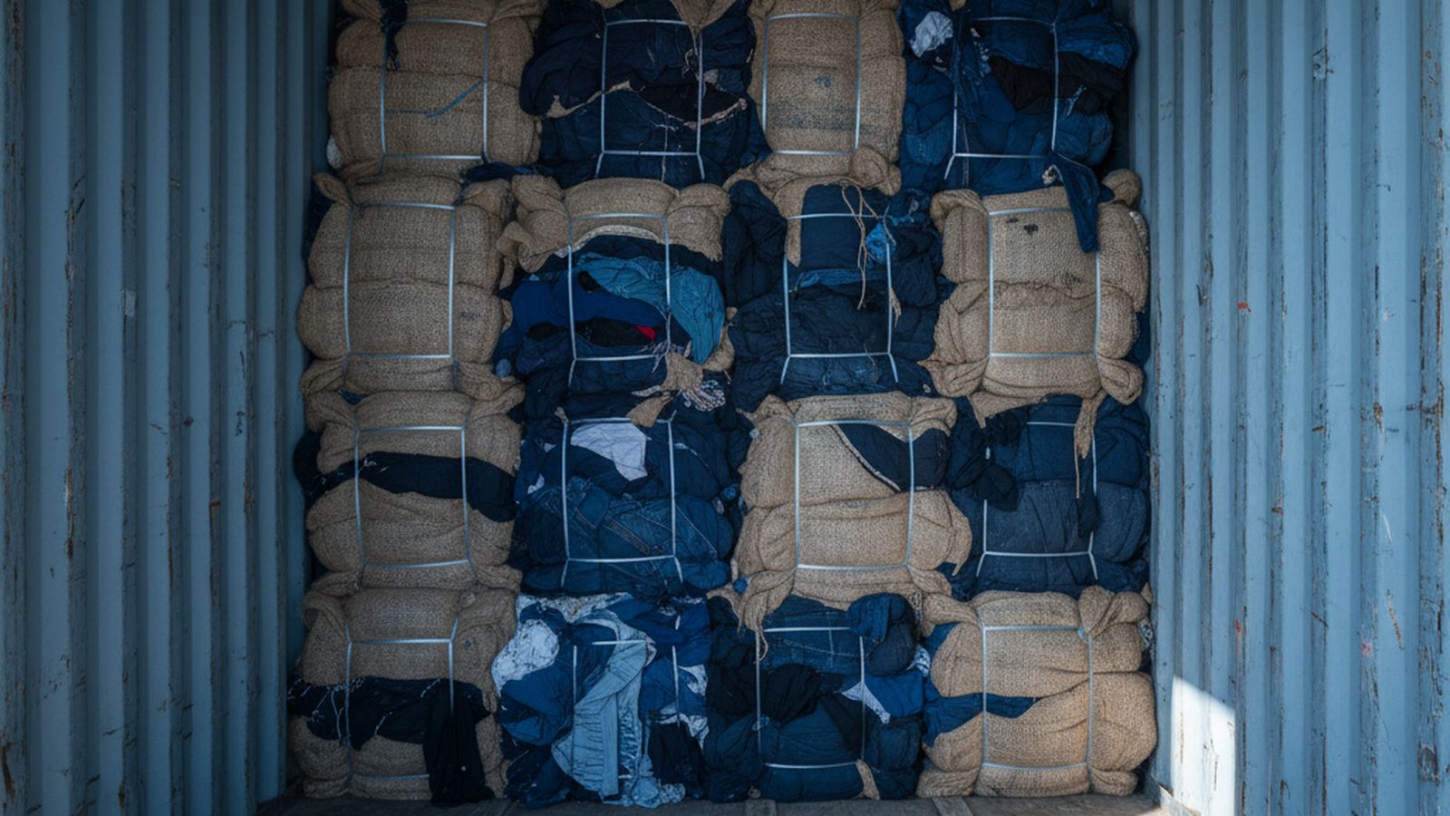 How Many Clothing Bales Fit in a 20ft Container — VELOX Logistics, used clothing shipping from Montreal