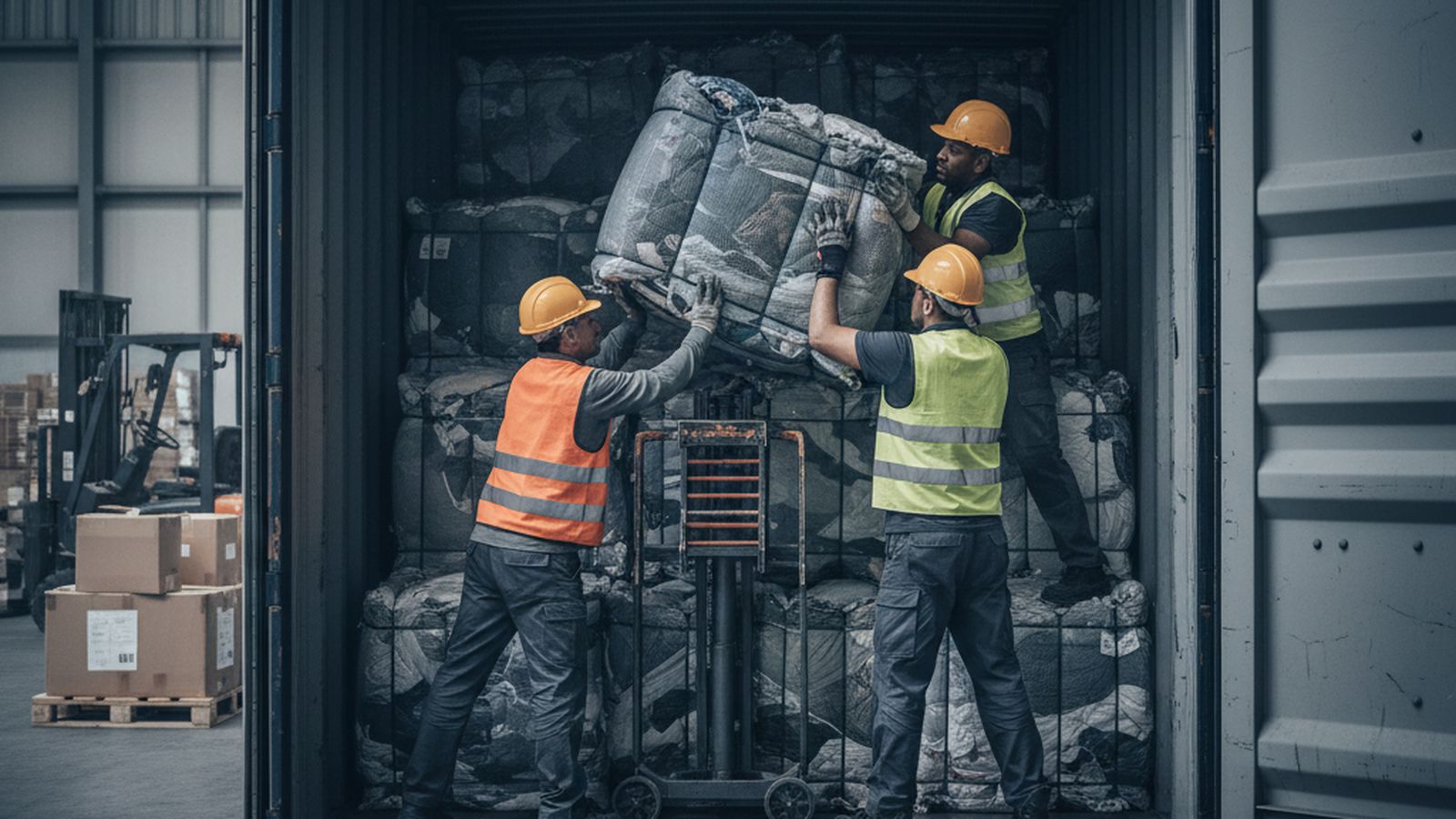 How to Load a Container of Clothing Bales — VELOX Logistics, used clothing shipping from Montreal