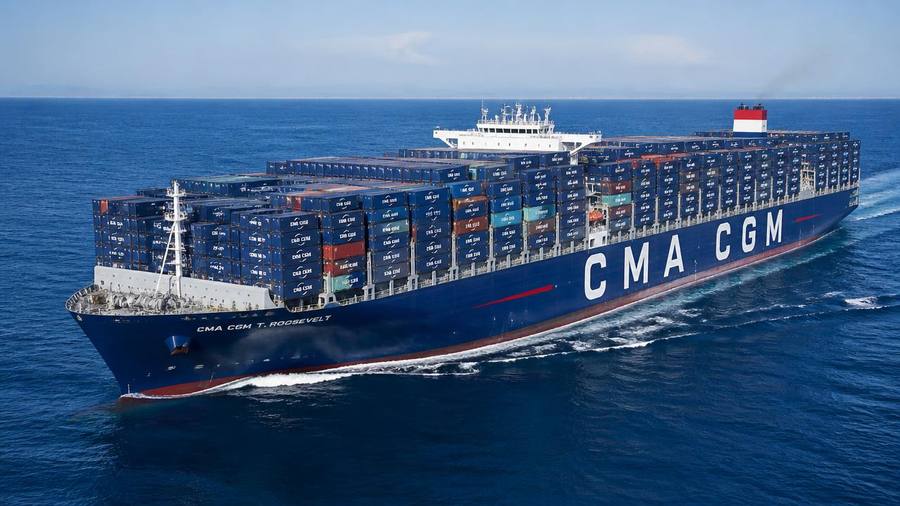 CMA CGM container ship at sea