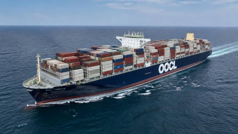 OOCL container ship at sea