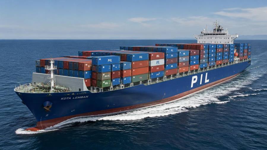 PIL container ship at sea